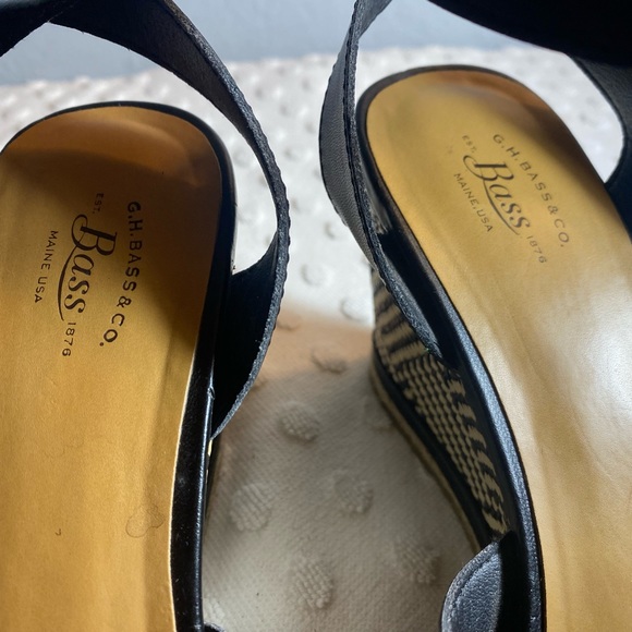 GH.Bass & Co. Black Ankle Strap Woven Wedge Sandle - Picture 9 of 16